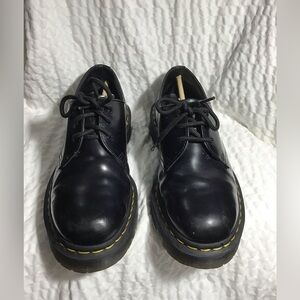Dr Martens Unixes 1461 Bed Black Vintage Polished Leather Sz 8-9 (21084).  FLAWS